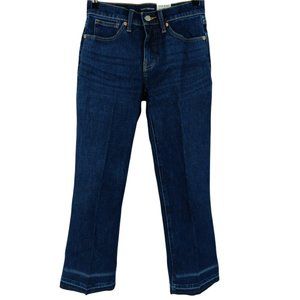 NWT Lucky Brand Mid Rise Ava Crop Mini Boot Cut Dark Wash Raw Hem Jeans